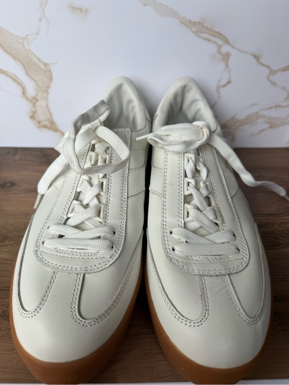 Diadora White Leather Sneakers with Gum Sole - Picture 2 of 4